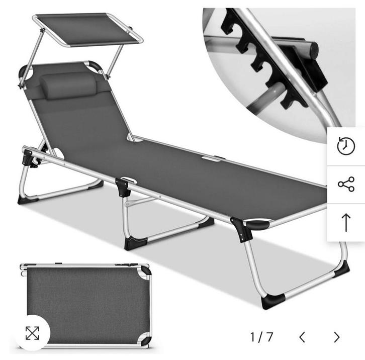 Kesser Ligstoel Tuinstoel Inklapbaar Antraciet NIEUW, Tuin en Terras, Ligbedden, Nieuw, Aluminium, Inklapbaar, Verstelbaar, Ophalen of Verzenden