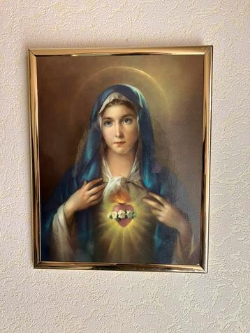 Grote prent Maria 👼 in goudkleurige lijst 🖼️ beschikbaar voor biedingen