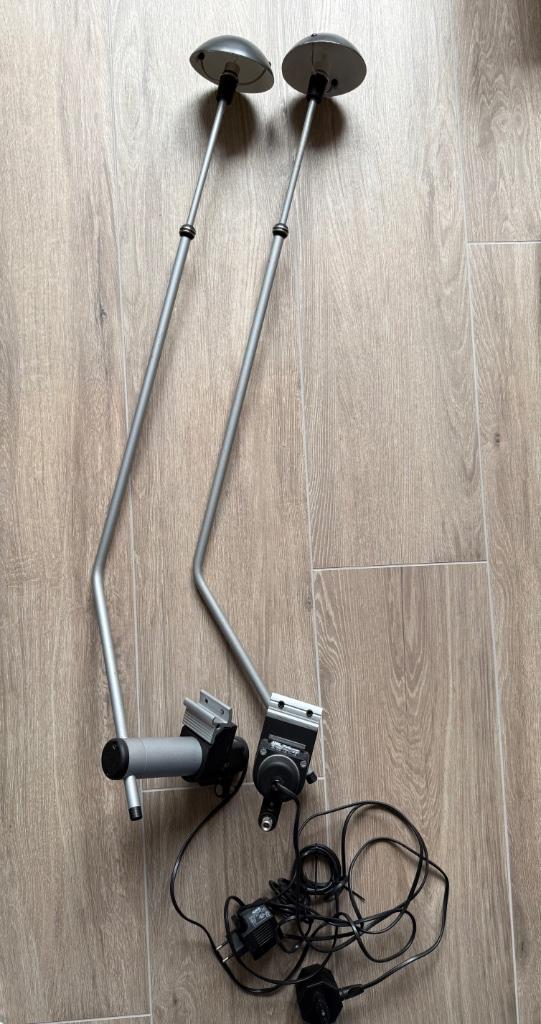 2x Auping Aureo Bedlamp met Dimmer - Grijs, Huis en Inrichting, Lampen | Lampenkappen, Zo goed als nieuw, 50 cm of meer, Rechthoekig