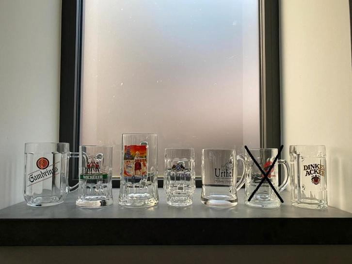 7 glazen bier pullen, Verzamelen, Biermerken, Zo goed als nieuw, Glas of Glazen, Overige merken, Ophalen of Verzenden