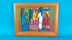 Prachtig kleurrijk schilderij op canvas, Markt Afrika. 6C7, Huis en Inrichting, Tweedehands verkoop, Tweedehands verkoop, Gebruikt