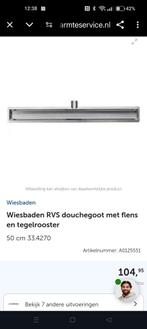 Wiesbaden douchegoot met tegel rooster en flens 50x7, Ophalen of Verzenden, Nieuw, Rvs, Overige typen