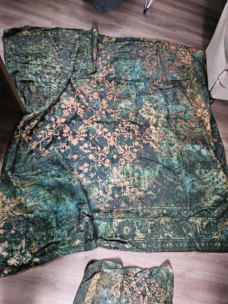 Groen 2-persoons dekbedovertrek + kussenslopen, Huis en Inrichting, Slaapkamer | Beddengoed, Ophalen