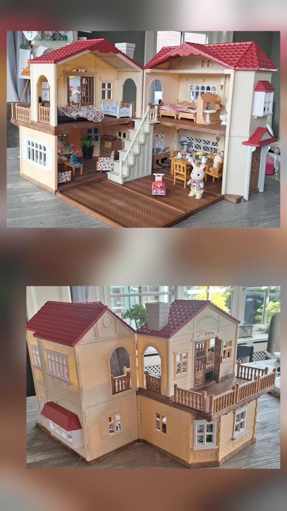 Sylvanian Families  verlichte villa volledig ingericht, Kinderen en Baby's, Speelgoed | Poppenhuizen, Gebruikt, Poppenhuis, Ophalen of Verzenden