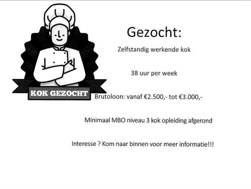 Zelfstandig werkende kok voor Hapli Restauarns, Vacatures, Vacatures | Horeca en Catering, MBO, Vast contract, 33 - 40 uur