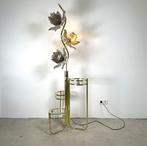 Gouden lotuslamp met 3 etages, Gebruikt, Vintage, Ophalen of Verzenden, Glas