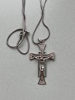 Zilveren collier met hanger Kruis ., Sieraden, Tassen en Uiterlijk, Kettingen, Met hanger, Gebruikt, Verzenden, Zilver