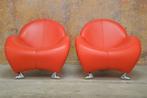 ZGANieuw rode leren Leolux Papageno design fauteuil, Leolux, Leolux, Design, 75 tot 100 cm