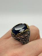 B752 Prachtige zilveren Ottomaanse ring blauwe steen mt 21,5, 20 of groter, Ophalen of Verzenden, X, Met edelsteen