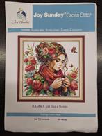 Compleet Borduurpakket Nieuw: Girl like a Flower, Hobby en Vrije tijd, Ophalen of Verzenden, Nieuw, Handborduren, Borduurpakket