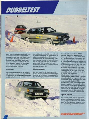 Autokampioen dubbeltest Audi 80 quattro versus Audi 80 CD beschikbaar voor biedingen
