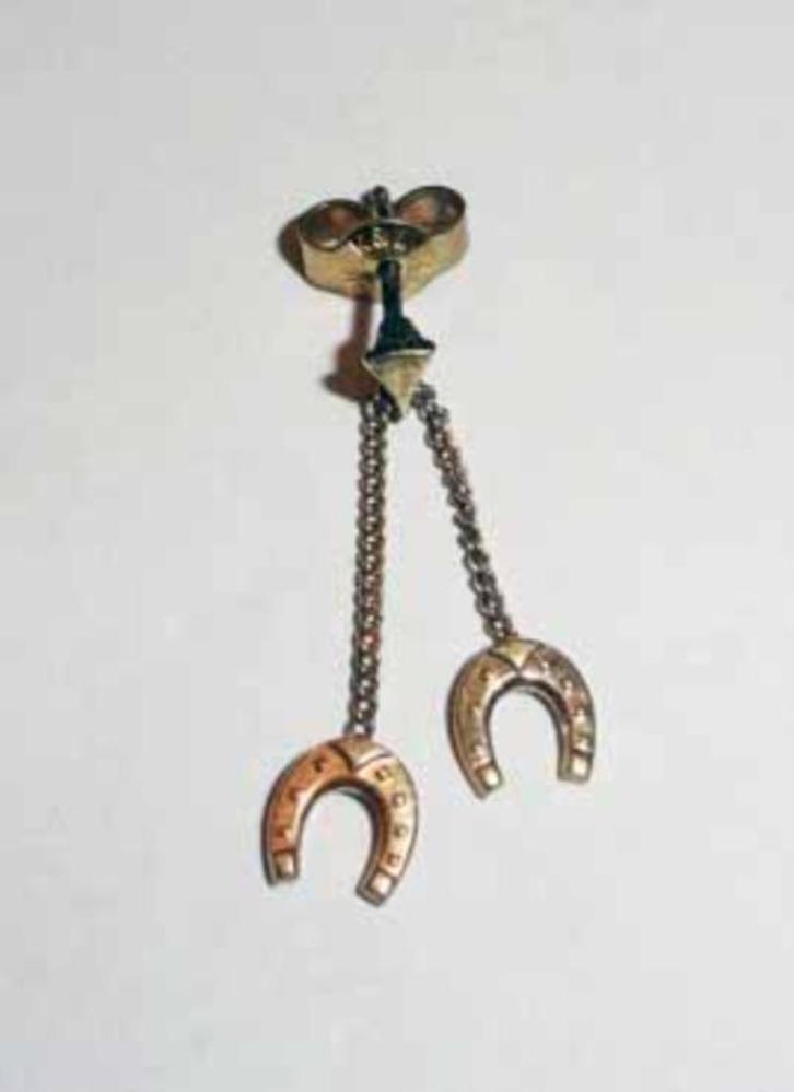 Oorsteker Hoefijzer goudkleurig, Sieraden, Tassen en Uiterlijk, Oorbellen, Gebruikt, Knopjes of Stekers, Overige materialen, Goud