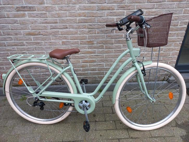ELOPS Stadsfiets 520 laag frame amandelgroen, Fietsen en Brommers, Fietsen | Dames | Damesfietsen, Zo goed als nieuw, Overige merken
