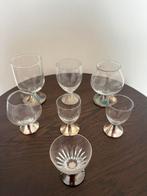 Diverse glaasjes (borrel, likeur etc.) met verzilverd voetje, Verzamelen, Glas en Borrelglaasjes, Ophalen, Zo goed als nieuw, Borrel- of Shotglas