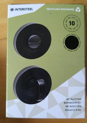 te koop intersteel toilet garnituur rond mat zwart RVS wc  beschikbaar voor biedingen