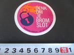 sticker Denk om je brom slot Politie Voorkoming Misdrijven, Ophalen, Zo goed als nieuw, Bedrijf of Vereniging