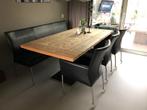 Eethoekstoelen incl. zwart leren bijpassende bank., Huis en Inrichting, Stoelen, Ophalen, Gebruikt, Drie, Zwart