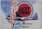 Lucky Strike pinup vliegtuig reclamebord van metaal wandbord, Reclamebord, Info@deconoord.nl, Deco Noord, Nieuw