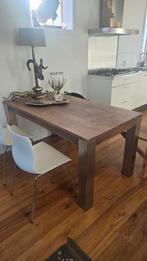 Eettafel 4 persoon teak tafel met RVS poten - 160x80, Huis en Inrichting, Tafels | Eettafels, Ophalen of Verzenden