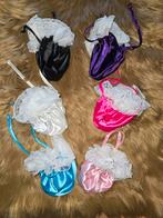 Pouch string met koordje satijn, Verzenden, Zwart