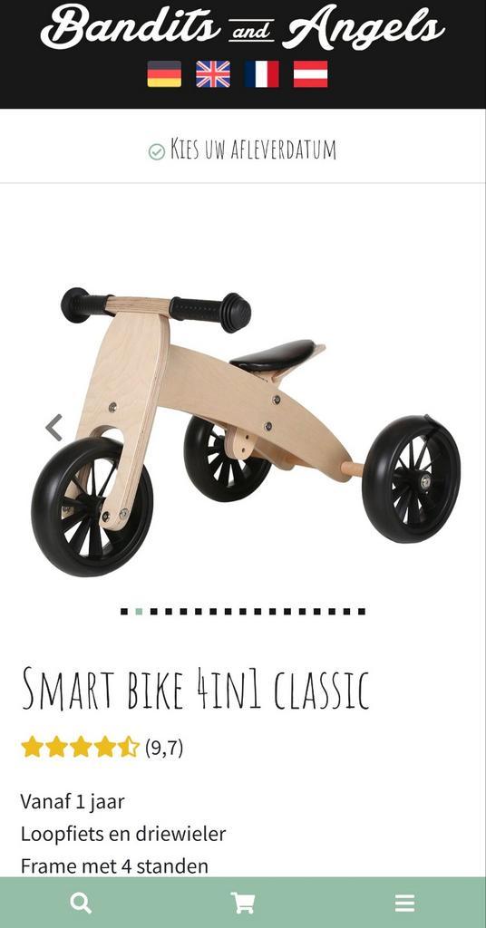 Bandits & Angels Loopfiets - Smart Bike 4 in 1, Kinderen en Baby's, Speelgoed | Buiten | Voertuigen en Loopfietsen, Nieuw, Loopfiets