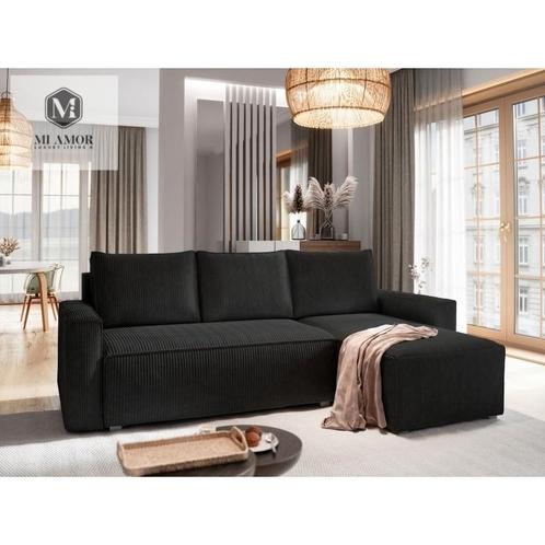NIEUW GELEVERD! Hoekbank L-Vorm Ribstof 242x155 NU €390,-, Huis en Inrichting, Banken | Complete zithoeken, Nieuw, Ophalen of Verzenden