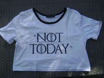 Wit met zwarte crop top met tekst : Not Today - maat M beschikbaar voor biedingen