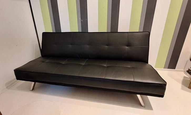 Zitbank / slaapbank, Huis en Inrichting, Slaapkamer | Slaapbanken, Zo goed als nieuw, 190 cm of minder, Tweepersoons, Zwart, Ophalen