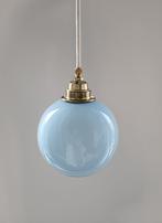 Vintage glazen hanglamp - blauw opaline glas, Minder dan 50 cm, Nieuw, Vintage, Ophalen of Verzenden