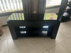 Modern mat zwart TV meubel met zwarte glasplaten, Overige materialen, Minder dan 100 cm, 25 tot 50 cm, 100 tot 150 cm