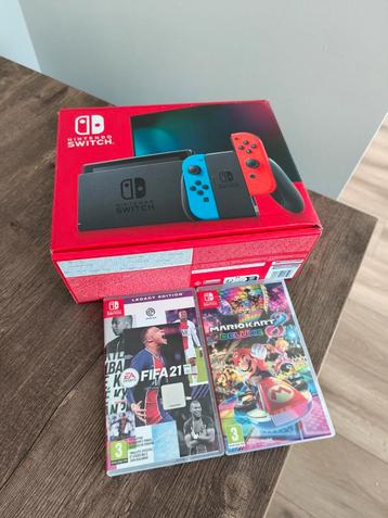 Nintendo Switch V2 + Mario Kart 8 Deluxe & FIFA 21 + extra's beschikbaar voor biedingen