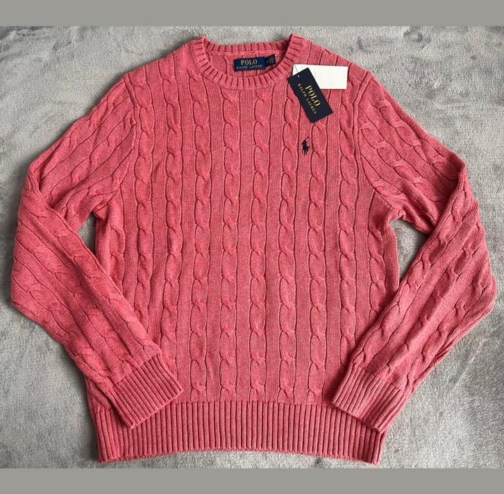 Ralph Lauren kabelgebreide trui voor heren - maat M - nieuw, Kleding | Heren, Truien en Vesten, Nieuw, Maat 48/50 (M), Roze, Ophalen of Verzenden