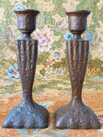 Mooi stel antieke kandelaars uit Nederland 16,3 cm.