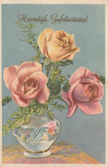 BLOEMEN BLOEM ROOS ROZEN UIT 1959 ZEER MOOIE OUDE KAART KJ47 beschikbaar voor biedingen