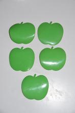 5 Retro vinyl groene appel onderzetters 60s, Ophalen of Verzenden, Gebruikt, Glas of Kopje
