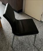 Zwart leren eetkamerstoelen (4x), Huis en Inrichting, Ophalen, Gebruikt, Zwart, Leer