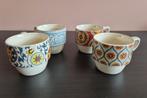 Vier koffiemokken met Portugese tegel-motief, Ophalen of Verzenden, Glas, Overige stijlen, Bord(en)