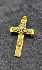 Prachtige antieke 14k 585 gouden kruis met diamant, Ophalen of Verzenden, Zo goed als nieuw, Goud, Goud