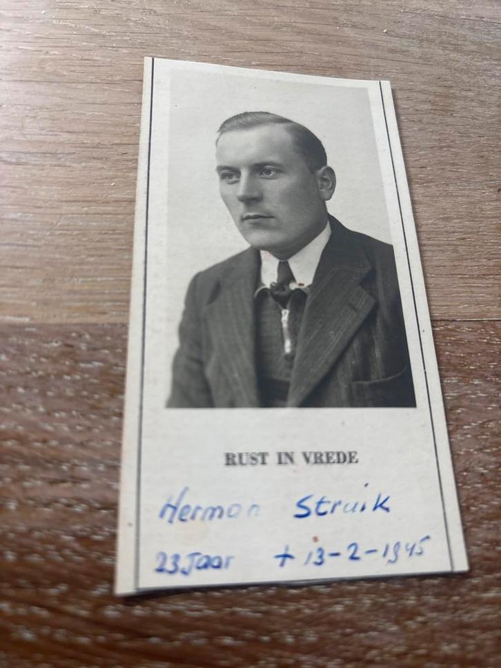 Oorlog - Struik Herman 1921 Rijssen 1945 Benschop x Bode, Verzamelen, Bidprentjes en Rouwkaarten, Bidprentje, Ophalen of Verzenden