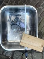 gootsteen wasbak staal 43x37 cm met accessoires, Minder dan 50 cm, Ophalen of Verzenden, Zo goed als nieuw, Minder dan 100 cm