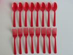 Set a 8 rode vorken lepels kwalitatief wegwerp campingbestek, Ophalen of Verzenden, Zo goed als nieuw, Overige typen, Kerst of Sinterklaas