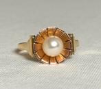 Prachtige 14K gouden bicolor vintage ring met parel! 17,75mm, Ophalen of Verzenden, 17 tot 18, Dame, Met parel