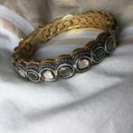 925 zilveren Armband met ruwe diamant en smaragd, Sieraden, Tassen en Uiterlijk, Armbanden, Ophalen of Verzenden, Zo goed als nieuw