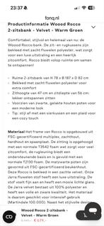 WoooD Rocco 2-zitsbank - Velvet - Warm Groen, Ophalen, 150 tot 200 cm, Tweepersoons, 75 tot 100 cm