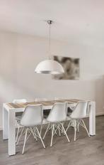 Eettafel met 6 stoelen en hanglamp, Ophalen, 50 tot 100 cm, Zo goed als nieuw, 150 tot 200 cm