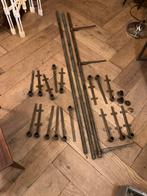 Antieke winkelstelling koper messing met glazen planken, Ophalen of Verzenden