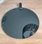 Spiegel Rookglas 35 cm met leren lus en ophangoog, Ophalen, Minder dan 50 cm, Rond, Zo goed als nieuw