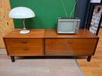 Vintage tv audio meubel teak formule lowboard dressoir, .., Gebruikt, 100 tot 150 cm, Metaal