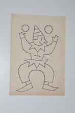 Antieke prikkaart borduren plaat clown 30s, Antiek en Kunst, Antiek | Kleden en Textiel, Ophalen of Verzenden