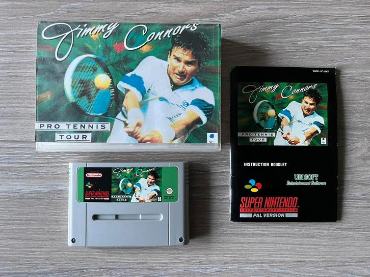 Jimmy Connors Pro Tennis Tour compleet Super Nintendo ZGAN, Spelcomputers en Games, Games | Nintendo Super NES, Zo goed als nieuw